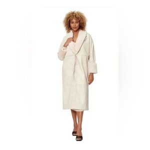 Bar III Sofia Richie Faux Leather Coat w/detachable plush collar  Ivory Sz M NWT